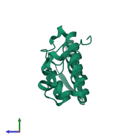 PDB entry 3dih coloured by chain, side view.