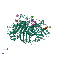 PDB entry 3div coloured by chain, top view.