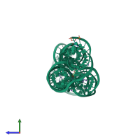 PDB entry 3dj0 coloured by chain, side view.