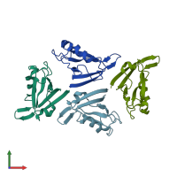 PDB entry 3dj3 coloured by chain, front view.