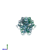 PDB entry 3djb coloured by chain, side view.