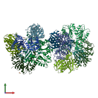 PDB entry 3djc coloured by chain, front view.