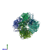 PDB entry 3djc coloured by chain, side view.