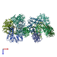 PDB entry 3djc coloured by chain, top view.