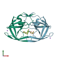 PDB entry 3djk coloured by chain, front view.