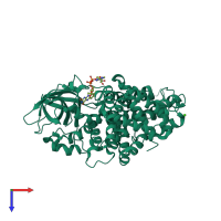 PDB entry 3djl coloured by chain, top view.