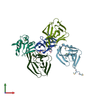 PDB entry 3djm coloured by chain, front view.