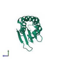 PDB entry 3djn coloured by chain, side view.
