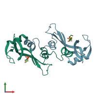 PDB entry 3djp coloured by chain, front view.