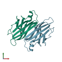 PDB entry 3djr coloured by chain, front view.
