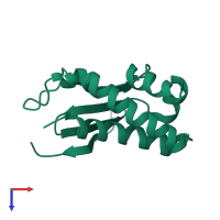 PDB entry 3dju coloured by chain, top view.