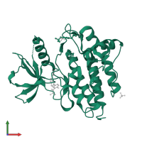 Tyrosine-protein kinase ABL1 in PDB entry 3dk7, assembly 2, front view.