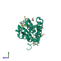 PDB entry 3dke coloured by chain, side view.