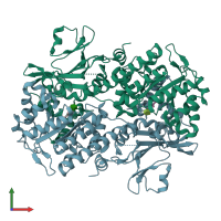 PDB entry 3dkj coloured by chain, front view.