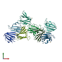 PDB entry 3dl3 coloured by chain, front view.
