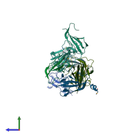 PDB entry 3dl3 coloured by chain, side view.