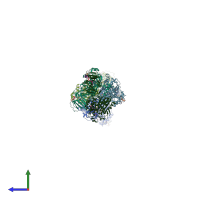 PDB entry 3dl5 coloured by chain, side view.