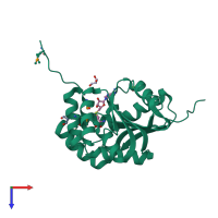 PDB entry 3dlc coloured by chain, top view.
