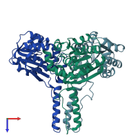 PDB entry 3dli coloured by chain, top view.