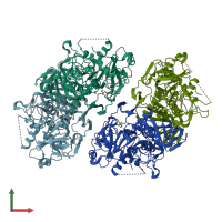 PDB entry 3dlx coloured by chain, front view.