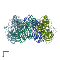 PDB entry 3dlx coloured by chain, top view.