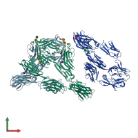 PDB entry 3dmk coloured by chain, front view.