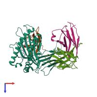 PDB entry 3dmm coloured by chain, top view.