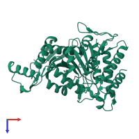 PDB entry 3dms coloured by chain, top view.