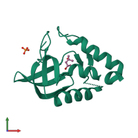 PDB entry 3dmu coloured by chain, front view.