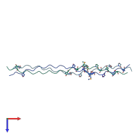 PDB entry 3dmw coloured by chain, top view.