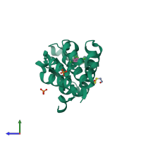 PDB entry 3dn6 coloured by chain, side view.