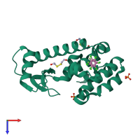 PDB entry 3dn6 coloured by chain, top view.