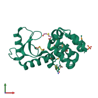 PDB entry 3dna coloured by chain, front view.