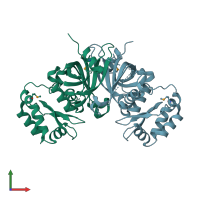 PDB entry 3dnh coloured by chain, front view.