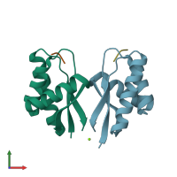 PDB entry 3dnj coloured by chain, front view.