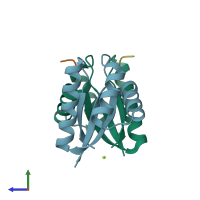 PDB entry 3dnj coloured by chain, side view.