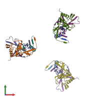 PDB entry 3dnl coloured by chain, front view.