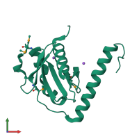 PDB entry 3dnx coloured by chain, front view.