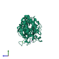 PDB entry 3do2 coloured by chain, side view.