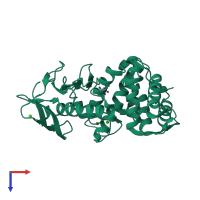 PDB entry 3do2 coloured by chain, top view.