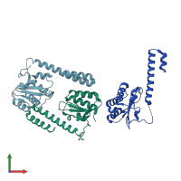 PDB entry 3do9 coloured by chain, front view.