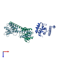 PDB entry 3do9 coloured by chain, top view.