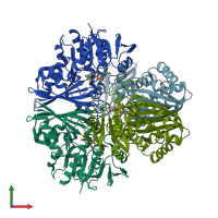 PDB entry 3doc coloured by chain, front view.