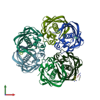 PDB entry 3dp0 coloured by chain, front view.