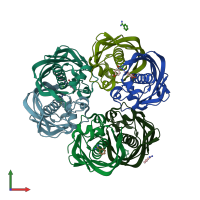 PDB entry 3dp1 coloured by chain, front view.