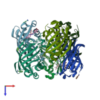 PDB entry 3dp3 coloured by chain, top view.