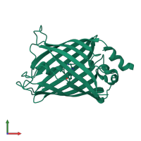 PDB entry 3dq1 coloured by chain, front view.