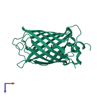 PDB entry 3dq2 coloured by chain, top view.