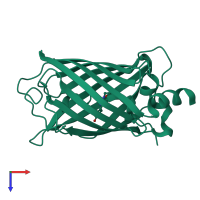 PDB entry 3dq6 coloured by chain, top view.