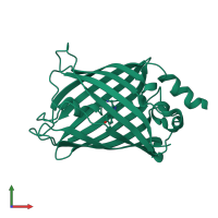 PDB entry 3dq9 coloured by chain, front view.